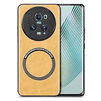 ZORSOME for Honor Magic 5 Pro Back Protective Case, Pure Color Lightweight Magnetic PU Leather Case for Honor Magic 5 Pro,【Support Wireless Charge and Wallet】,Yellow