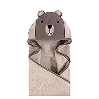 Hudson Baby Unisex Baby Cotton Animal Face Hooded Towel, Modern Bear, One Size