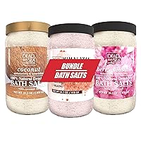 Dead Sea Collection Bath Salts Enriched -Himalayan + Coconut +Cherry Blossom -3 X (Large 34.2 OZ.). Nourishing Essential Body Care for Soothing and Relaxing Your Skin and Muscle