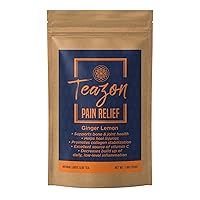 Pain Relief Ginger Lemon for Inflammation Teazon Loose Leaf Tea | USA Formula | Natural Joint Muscle Headache Back Athletic Workout Aches | Resealable Bag 20 servings (1.8 oz)