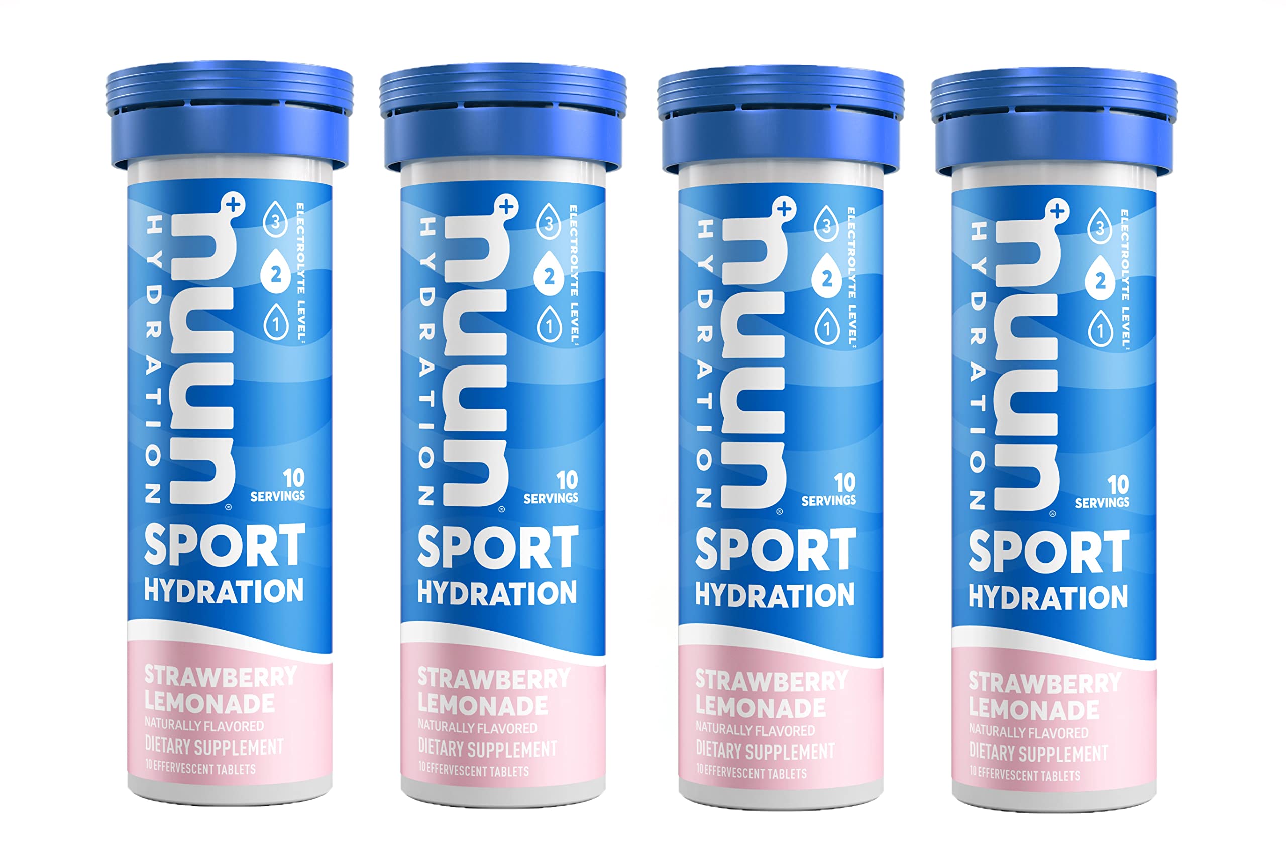 Nuun Sport: Electrolyte Drink Tablets, Strawberry Lemonade, 10 Count (Pack of 4)