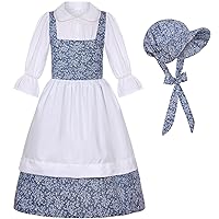 Colonial Costume Girls Pioneer Girl Costume Prairie Dress with Bonnet