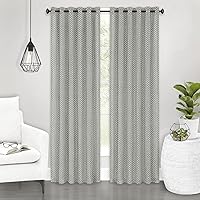 Bedford Front Tab Window Curtain Panel - 42 Inch Width, 84 Inch Length, 2-inch Rod Pocket - Grey - Ultra-Soft Light Filtering Fabric with Yarn Dyed Woven Accents & Machine Washable by Achim Home Decor
