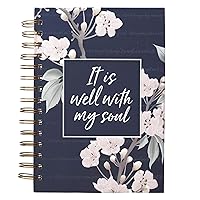 Inspirational Spiral Journal Notebook for Women It is Well Navy Blue Floral Wire Bound w/192 Ruled Pages, Large Hardcover, With Love Inspirational Spiral Journal Notebook for Women It is Well Navy Blue Floral Wire Bound w/192 Ruled Pages, Large Hardcover, With Love Hardcover