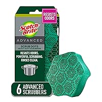 Scotch-Brite Scrub Dots Advanced Heavy Duty Sponges for Cleaning Kitchen, Bathroom, and Household, Heavy Duty Safe for Non-Coated Cookware, 6 Scrubbing Sponges