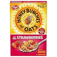 Honey Bunches of Oats with Strawberries Breakfast Cereal, Strawberry Cereal with Oats and Granola Clusters, 11 OZ Box