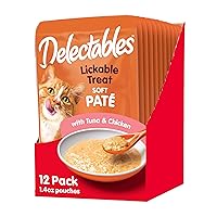 Hartz Delectables Soft Pate Lickable Wet Cat Treats,Tuna & Chicken, 1.4 Ounce (Pack of 12)