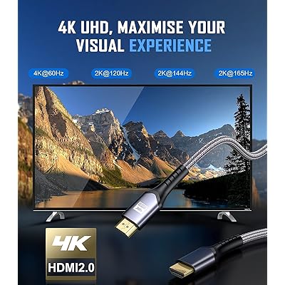 4K High Speed HDMI Cable 1M/3.3FT,Highwings 4K@60Hz 18Gbps HDMI Braided  HDMI Cord 30AWG 4K@60Hz Compatible 4K HDR,HDCP 2.2,Video 4K UHD 2160p,HD
