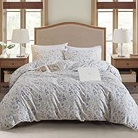 EAVD Vintage Style Garden Blue Floral Duvet Cover Twin XL 100% Cotton Garden Aesthetic Floral Bedding Sets 1 Twin XL Duvet Cover with 2 Pillowcases Boho Floral Botanical Duvet Cover