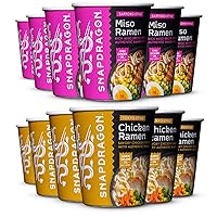 Snapdragon Sapporo-Style Miso Ramen Cups and Tokyo-Style Chicken Ramen Cups | 2.2 oz (Pack of 12)
