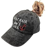 Women's Ponytail Baseball Cap Boat Hair Don't Care Embroidered Vintage Dad Hat