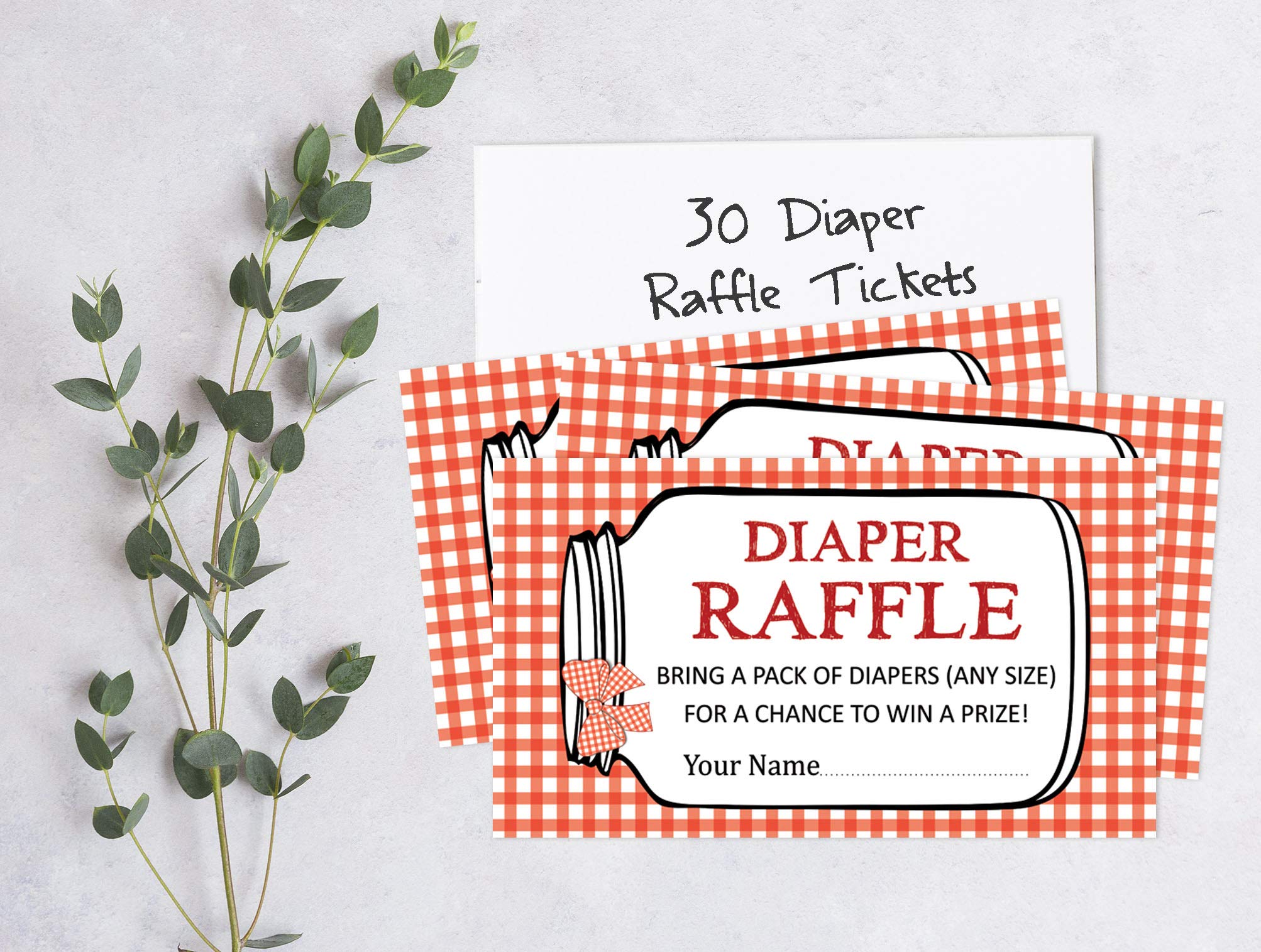 Inkdotpot 30 BBQ Baby Shower Diaper Raffle Ticket Lottery Insert Cards Supplies Games for Baby Shower Party Bring A Pack of Diapers to Win Favors Gifts and Prizes