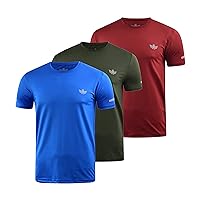 Men's Sports T-Shirt Breathable Short Sleeve Sports Cool Dry Running Top Quick Dry Stretch Tops 4 Pack