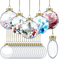 Sumind 24 Pieces Clear Christmas Fillable Ornament Balls 3.15 inch Plastic Transparent Fillable Balls DIY Hanging Ornaments for Christmas Tree Decoration Crafting (Gold)