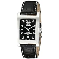 Men's Rectangular Stainless Steel Watch - Matched with Croco Embossed Italian Leather Strap