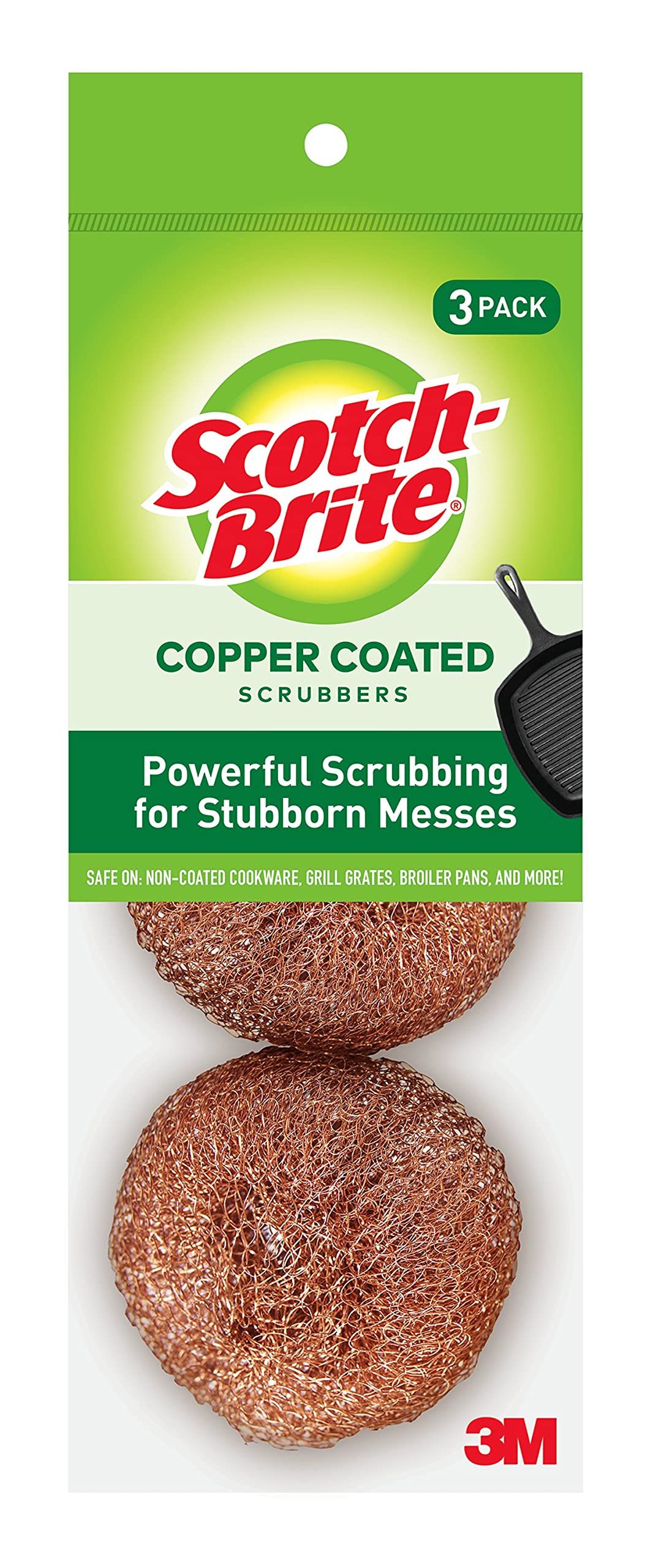 Scotch-Brite Copper Coated Scrubbing Scour Pads, 3 Scouring Scrubber Pads