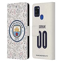 Head Case Designs Officially Licensed Custom Customized Personalized Manchester City Man City FC Third 2020/21 Badge Kit Leather Book Wallet Case Cover Compatible with Samsung Galaxy A21s (2020)