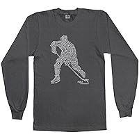 Threadrock Men's Hockey Player Typography Design Long Sleeve T-Shirt
