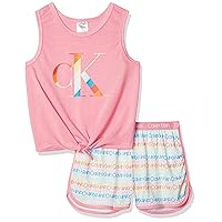 Calvin Klein Girls' 2 Piece Sleepwear T-Shirt and Shorts Pajama Set Pj