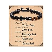 Christian Gifts for Women, Religious Faith Cross Natural Stone Bracelet for Women Girls Teens