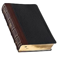 KJV Study Bible, Large Print King James Version Holy Bible, Thumb Tabs, Ribbons, Premium Full Grain Leather Black/Burgundy Debossed