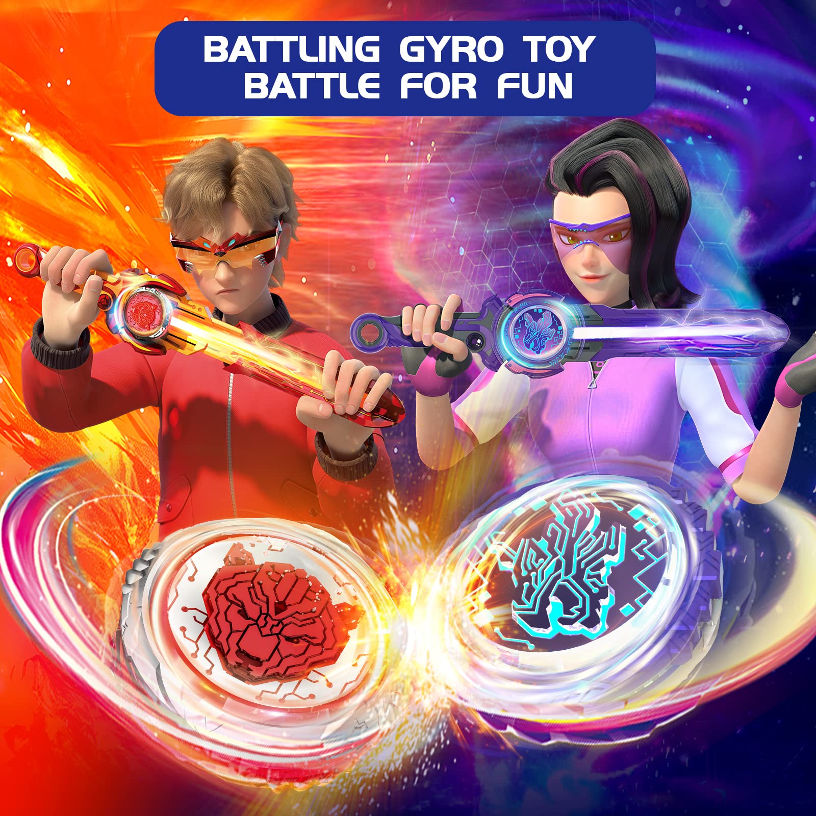 Infinity Nado Battling Top Burst Gyro Toy, Spinning Top w/Sword Launcher, Battle Game Set Toys for 5 6 7 8 9 10 Years Old Boys Girls, Gifts for Boys Girls Kids - Dream World Magic Dragon