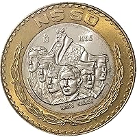 1993-1995 50 Nuevos Pesos Silver Bimetallic Coin. With Ninos Heroes, Martyrs Who Faced And Died Fighting USA Army In Mexican American War. 50 Peso By Seller Circulated Condition