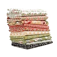 Country Rose Fat Quarter Bundle (10 Pieces) by Lella Boutique for Southern Fabric 18 x 21 inches (45.72 cm x 53.34 cm) Fabric cuts DIY Quilt Fabric