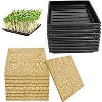 9Set Microgreens Growing Mat with Tray, Microgreen Growing Kit 10″×10″ Wheatgrass Seed Sprouting Starter Mat Hemp Fiber Grow Tray Hydroponic Jute Pads Indoor Organic Production for Germination Sprouts