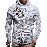Leif Nelson Men's Knitted Turtleneck Jacket - Winter Cardigan Sweaters for Men