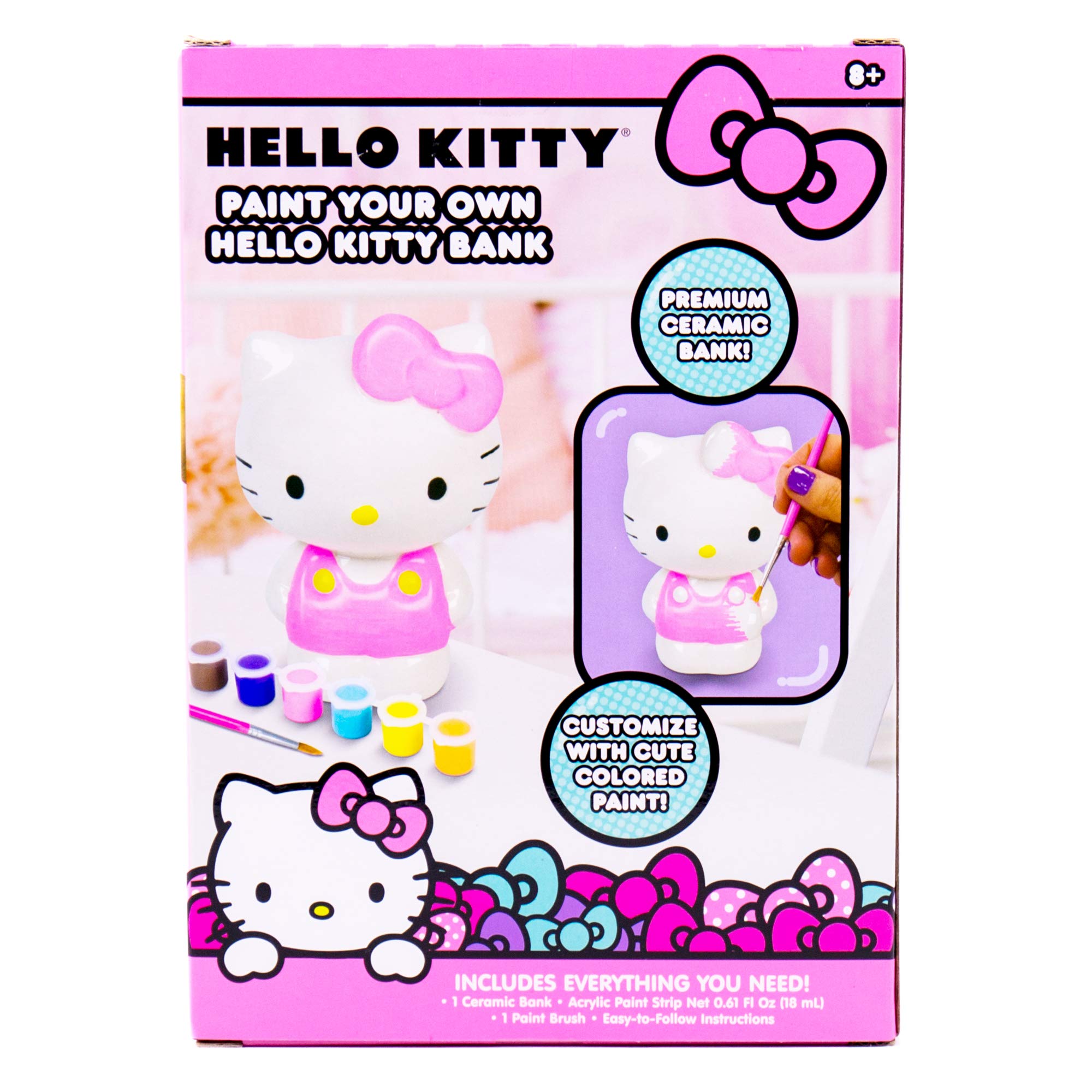Horizon Group USA Hello Kitty Paint Your Own Piggy Bank, DIY Coin Bank for Kids, Multicolor