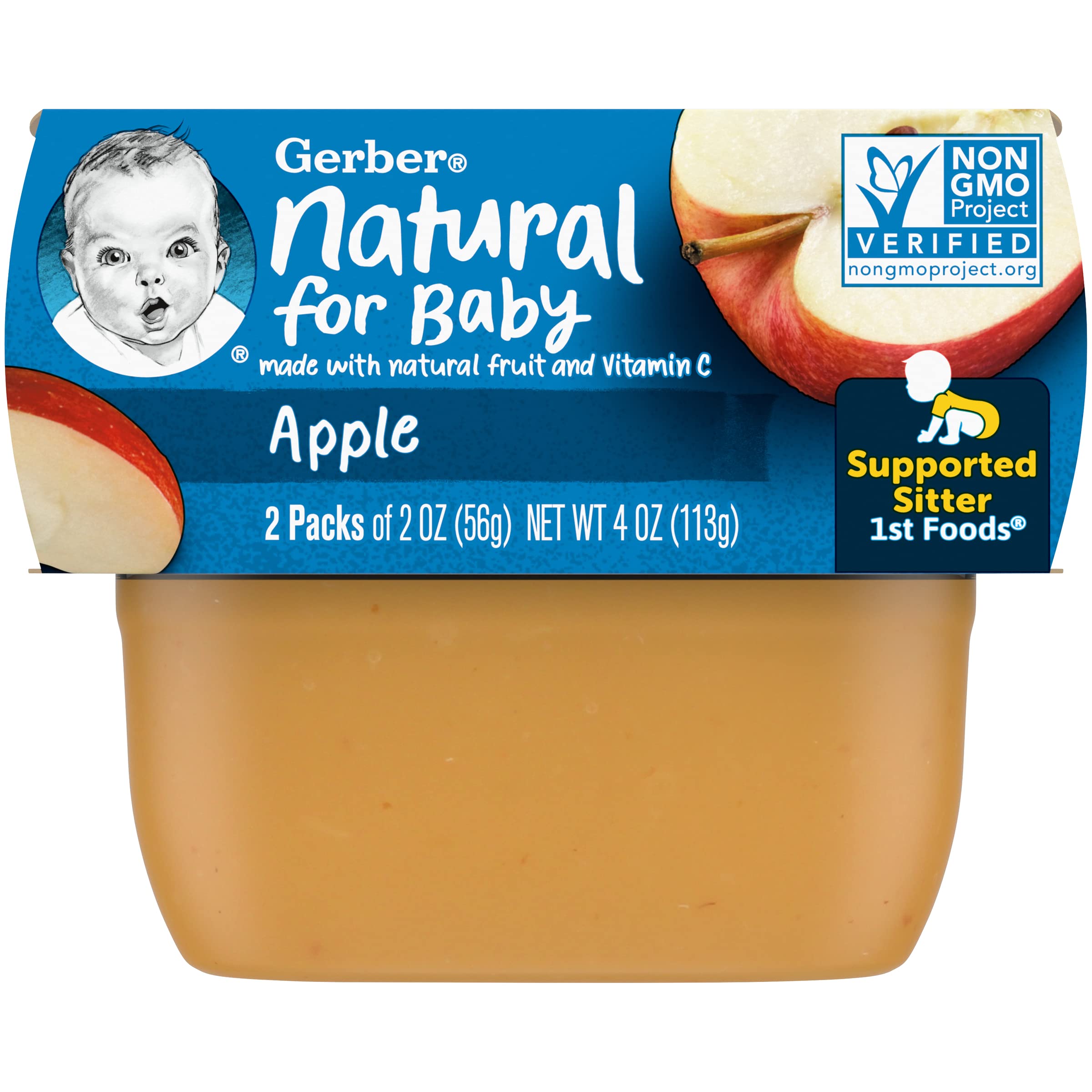 Gerber Apple Puree Baby Food, 2 Oz, 2 Ct