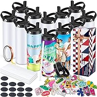 HEPFLANZE 12 Pack 20 OZ Sublimation Tumblers Skinny Straight, Sublimation Sport Water Bottles Blanks Stainless Steel Double Wall Insulated Cups Bulk with Straw Lids DIY Gift