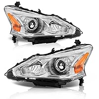 Headlight Assembly Compatible with 2013 2014 2015 13 14 15 Nissan Altima 2013-2015 13-15 Nissan Altima S/SL/SV-Only fit 4Door (Chrome Housing Amber Reflector)