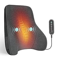 Snailax Heated Lumbar Support Pillow for Office Chair, Back Support Pillow for Car, Adjustable Heat and Vibration, Ergonomic Back Cushion, Improve Posture & Pain, Lower Back Massager,Gifts