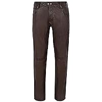 Men's Leather Pant Brown Stylish Fashion Soft Designer Slim Fit Trousers 4669