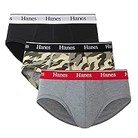 Hanes Originals Stretch Cotton Briefs Pack, Moisture-Wicking Underwear for Men, 3-Pack