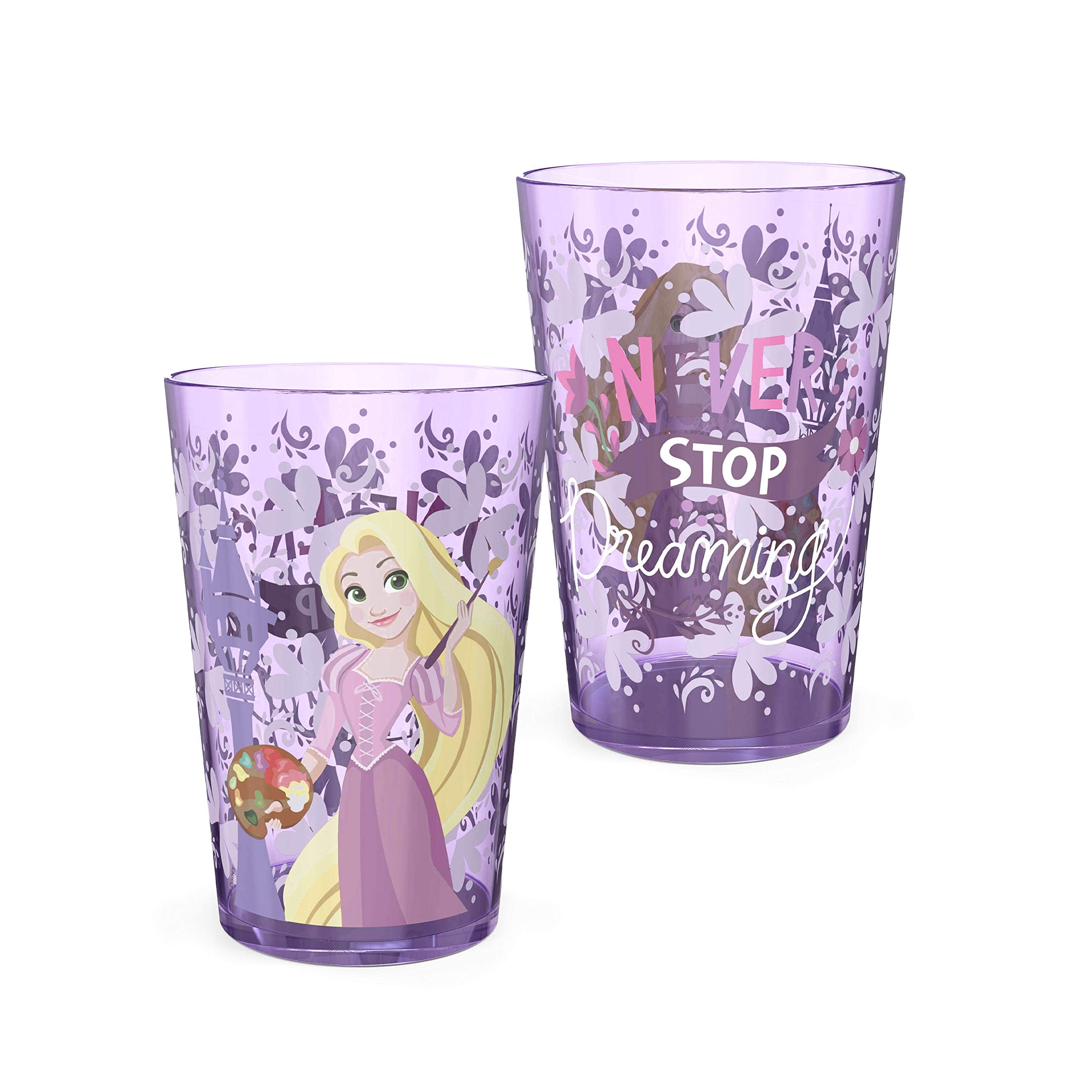 Zak Designs 14.5oz Disney Princess Nesting Tumbler Set Includes Durable Plastic Cups, Fun Drinkware is Perfect for Kids, 4pk ( Belle & Jasmine & Ariel), PYRP-0731