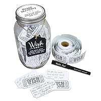 Birthday Wish Jar with 100 Tickets and Decorative Lid, White