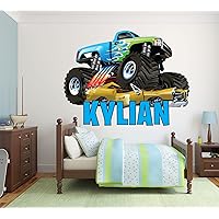 Kids Name Wall Decor - Monster Truck Decal - Custom Name Wall Decals - Boys Room Decor- Personalized Monster Truck Wall Art