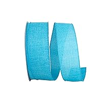 Reliant Ribbon 92573W-913-40K Everyday Linen Value Wired Edge Ribbon, 2-1/2 Inch X 50 Yards, Turquoise