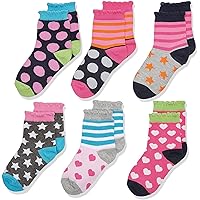 Girls' Little Girls' Dots/Hearts/Stripes Fashion Crew socks 6 Pairs Pack