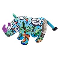 Wild Republic Message from The Planet Mini, Rhinoceros, Stuffed Animal, 5 inches, Gift for Kids, Plush Toy, Made from Spun Recycled Water Bottles, Eco Friendly, Child’s Room Decor