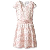 Girls' Daisy Lace Cap Sleeve with Belt and A Full Skirt Dress