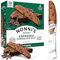 Nonni's Espresso Chocolate Chip Biscotti Cookies - Espresso Chocolate Chip Cookies - Biscotti Italian Cookies w/Dark Chocolate - Italian Biscotti Individually Wrapped Cookies - Kosher - 6.88 oz