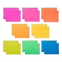 Single Panel Blank Cards with Envelopes, Neon Rainbow Colors (100-Count)