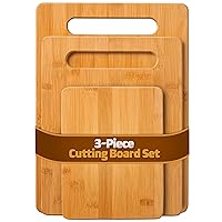 3-Piece Bamboo Cutting Board Set - Wooden cutting board, 3 Assorted Sizes of Bamboo Wood Cutting Boards for Kitchen - Chopping Board for Food Prep, Chopping, Carving Meat, Fruits, Vegetables