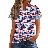 Women's Summer Shirt Fashion Loose Casual Printing V-Neck Golf Shirts Top Hawaiian Shirts for Women