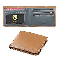 GSOIAX Hide & Seek Thin Wallet For Men Made of Cowhide RFID Blocking Bifold Mens Slim Wallets With Gift Box (Brown&Grey)