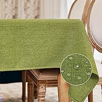 Rectangle Tablecloth Washable Wrinkle Resistant and Water Proof Table Cloth Decorative Linen Fabric Tablecloths for Dining Parties Kitchen Wedding and Outdoor (Avocado Green, 57x118)
